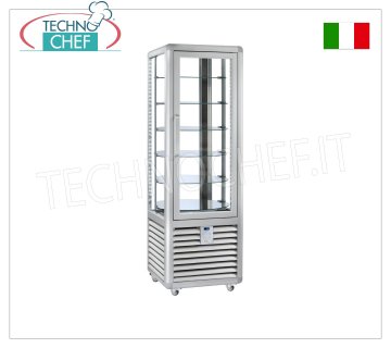 Vitrina Refrigerada Pastelería 1 Puerta, 4 laterales expositores, 6 estantes giratorios, Línea CURVE