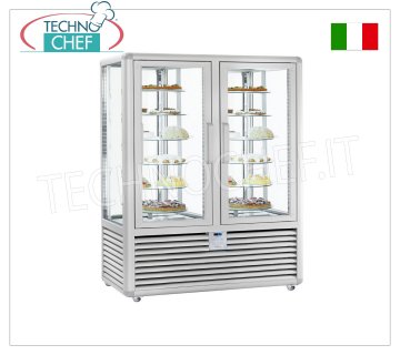 Vitrina Refrigerada Pastelería 2 Puertas, 4 lados expositores, 12 estantes giratorios, Curve Line