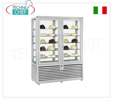 Vitrina Refrigerada Pastelería 2 Puertas, 4 lados expositores, 10 estantes rectangulares, Curve Line
