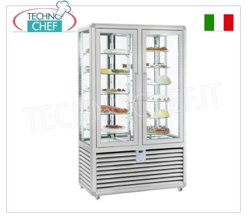 Vitrina Pastelera Refrigerada 2 Puertas, 4 laterales expositores, 5 estantes rectangulares + 6 estantes giratorios