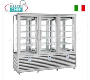TECHNOCHEF - Vitrina Refrigerada para Pastelería, Temp.+5°-20°C, 2 Puertas, Lt.1388, Mod.CGL1300G/G/G2T