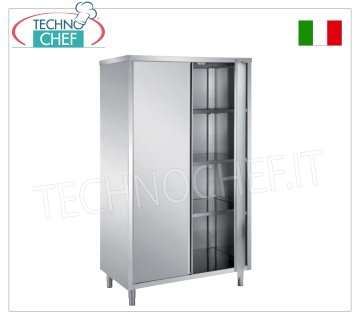 Mueble para vajilla de acero inoxidable 304 con 2 puertas batientes, Fondo 70 cm - Alto 170 cm