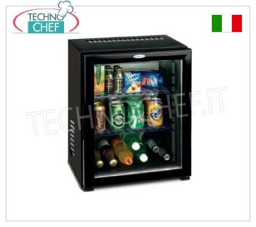 Technochef - Frigorífico minibar para habitaciones de hotel con puerta de cristal, 40 lt,