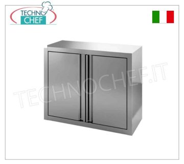 Mueble alto de acero inoxidable con puertas batientes y estante intermedio,