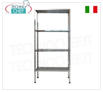 TECHNOCHEF - Estantería en acero inoxidable, módulo de 4 estantes ranurados, profundidad 40 cm, altura 200 cm.