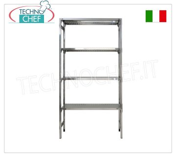 TECHNOCHEF - Estantería en acero inoxidable, módulo de 4 estantes ranurados, profundidad 30 cm, altura 180 cm.