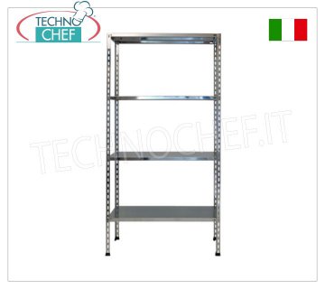 TECHNOCHEF - Estantería de acero inoxidable, módulo de 4 estantes lisos, profundidad 30 cm, altura 180 cm.