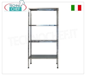 TECHNOCHEF - Estantería en acero inoxidable, módulo de 4 estantes lisos, profundidad 40 cm, altura 200 cm.