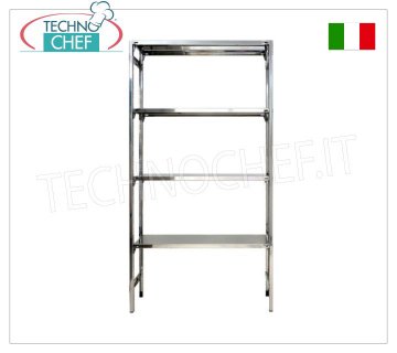 TECHNOCHEF - Estantería en acero inoxidable, módulo de 4 estantes lisos, FONDO 30 cm, ALTURA 180 cm.