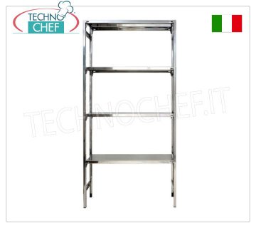 TECHNOCHEF - Estantería en acero inoxidable, módulo de 4 estantes lisos, FONDO 40 cm, ALTURA 200 cm.