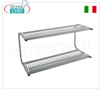 Mueble alto escurreplatos de acero inoxidable 304 con 2 estantes para 36+36 platos
