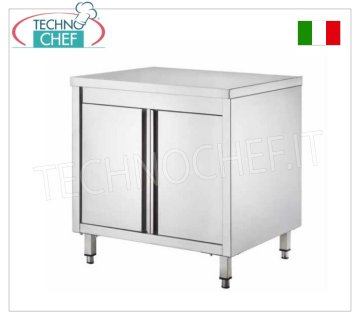 MESA ARMARIO DE ACERO INOXIDABLE con PUERTAS BATIENTES, Fondo de 60 y 70 cm