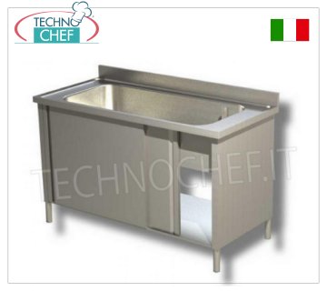 Lavabo de acero inoxidable para lavar ollas, versión armario, Line con profundidad de 600 mm