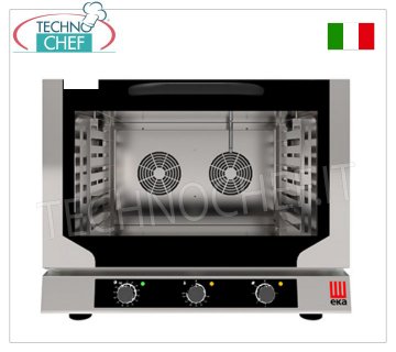TECNOEKA - Horno Eléctrico de Convección con Vapor Directo, 4 Bandejas mm 600x400, dim.mm.784x754x634h