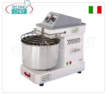 Famag GRILLETTA - Amasadora de espiral de 5 Kg (cuba de 7 lt.), para masas de alta hidratación, dim.mm.450x260x430h