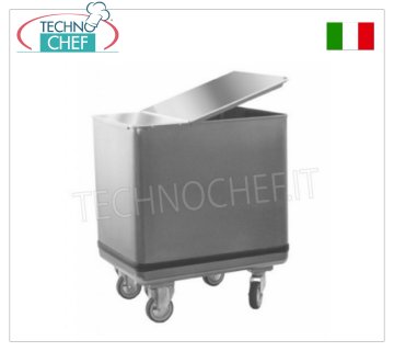 TOLVA CON RUEDAS DE ACERO INOXIDABLE con TAPA
