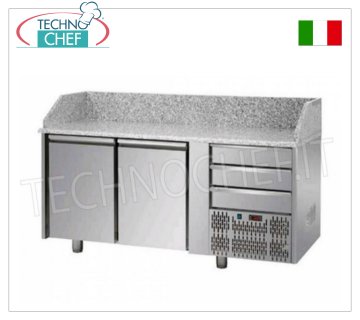 Mostrador refrigerado para pizza, 2 puertas, 3 cajones, dim.mm.1610x750x1030h