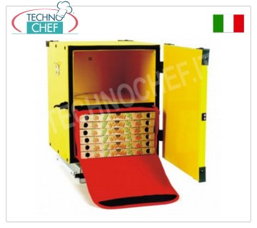 Caja para pizza con estante para dos bolsas térmicas, aislada térmicamente, dim.mm.470x470x520h