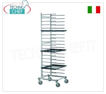 Carros para bandejas galvanizadas para pizza-pastelería con clavijas para 20 bandejas