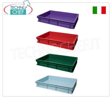 Caja para pan de masa de pizza de 60x40x7h cm, disponible en diferentes colores Caja porta-barras para masa de pizza, apilable, de polietileno alimentario, color azul claro, dim.mm.600x400x70h