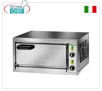 FIMAR - Horno de Pizza Eléctrico para 1 Pizza, Cámara de 40,4x40,5 cm - 11 cm de altura, PUERTA CIEGA, Mandos Mecánicos, mod. MICRO1C