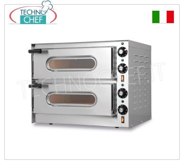 Horno eléctrico para 2 pizzas, 2 cámaras independientes de 41 x 36 cm, mandos mecánicos, mod. PEQUEÑO/G2