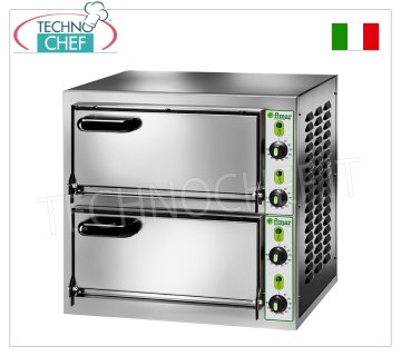 FIMAR - Horno de pizza eléctrico para 2 PIZZAS grandes, 2 cámaras independientes de 40,5x40,5 cm, mandos mecánicos, mod. micro2c