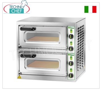 FIMAR - Horno de pizza eléctrico para 2 PIZZAS grandes, 2 cámaras independientes de 40,5x40,5 cm, mandos mecánicos, mod. MICROV2C