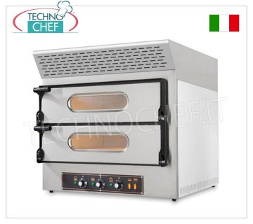 HORNO Eléctrico para 2+2 Pizzas, 2 CÁMARAS de 61x52 cm, con CAMPANA DE EXTRACCIÓN DE CARBÓN ACTIVADO