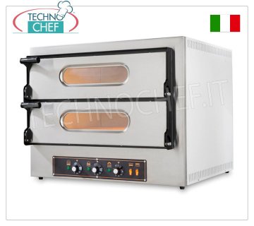 HORNO Eléctrico para 2+2 Pizzas, 2 Cámaras de 61x51 cm, Línea Compact, Controles mecánicos