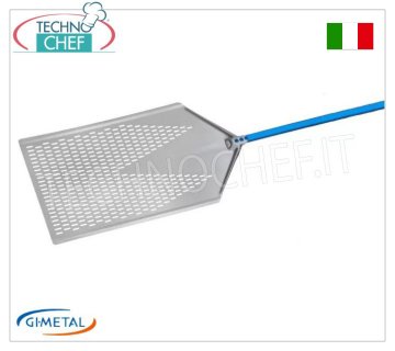 Gi-Metal - Pala para pizza perforada por metros de aluminio, Blue Line, longitud del mango 60 cm
