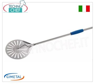 Gi-Metal - Pala para pizza perforada de acero inoxidable, Blue Line, longitud del mango 75 cm