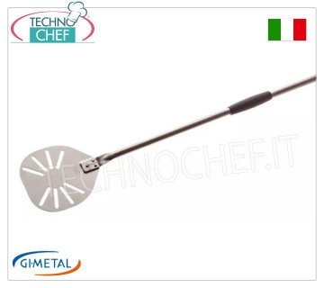 Gi.Metal - Pala para pizza perforada de acero inoxidable, línea Alice, longitud del mango 180 cm