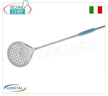 Gi.Metal - Pala para pizza perforada de acero inoxidable, línea Evoluzione, longitud del mango 150 cm