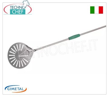 Gi.Metal - Pala para pizza perforada de acero inoxidable, línea Gluten Free, longitud del mango 150 cm