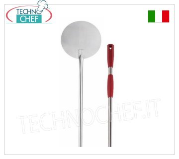 Pala para pizza redonda de acero inoxidable, 35 cm de diámetro, con mango deslizante