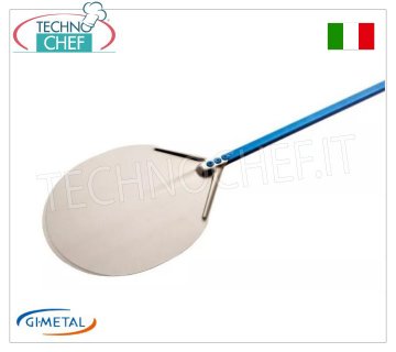 Gi.Metal - Pala para pizza redonda de aluminio, Blue Line, longitud del mango 150 cm