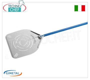 Gi.Metal - Pala para pizza rectangular perforada de aluminio, línea Napolitana, longitud del mango 150 cm