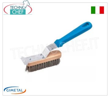 Gi.Metal - Cepillo para parrilla con cerdas y raspador de acero inoxidable - mod.AC-SPGT2
