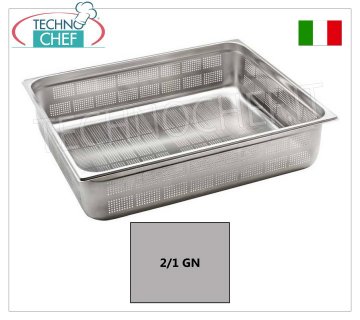 Cubetas perforadas Gastronorm 2/1 de acero inoxidable, dim.650x530mm