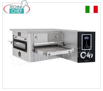 TECHNOCHEF - Horno para pizza de túnel a gas con cinta de 400 mm de ancho, completo con soporte, Mod.TUNNELC/40GAS