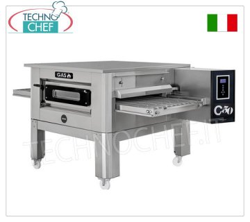 TECHNOCHEF - Horno para pizza de túnel a gas con cinta de 500 mm, completo con soporte, Mod.TUNNELC/50GAS