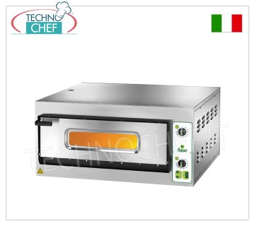 FIMAR - Horno de pizza eléctrico, para 4 pizzas, 1 cámara cm. 66x66, controles mecánicos, Sin PIRÓMETRO, mod. FES4