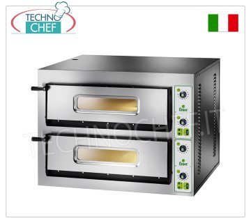 FIMAR - Horno de pizza eléctrico para 4+4 pizzas grandes, 2 cámaras independientes, sin PIRÓMETRO, mod. Año 4+4