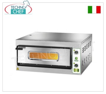 FIMAR - Horno de pizza eléctrico, para 4 pizzas grandes, 1 cámara de 72x72 cm, mandos mecánicos, sin PIRÓMETRO, mod. FYL4
