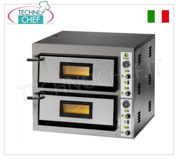 FIMAR - Horno de pizza eléctrico para 4+4 pizzas, 2 cámaras independientes de 61x61 cm, mandos mecánicos, mod. FME4+4