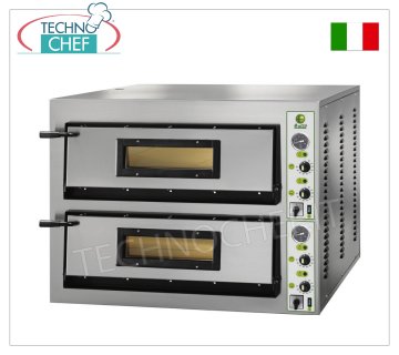 FIMAR - Horno de pizza eléctrico para 4+4 pizzas grandes, 2 cámaras independientes de 72x72 cm, mandos mecánicos, mod. FML4+4