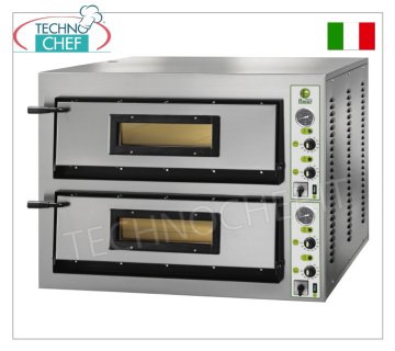 FIMAR - Horno de pizza eléctrico para 6+6 pizzas grandes, 2 cámaras independientes de 72x108 cm, mandos mecánicos, mod. FML6+6