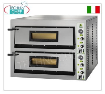 FIMAR - Horno de pizza eléctrico para 6+6 pizzas grandes, 2 cámaras transversales independientes de 108x72 cm, mod. FMLW6+6