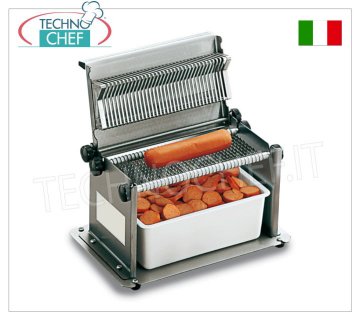 TECHNOCHEF - Cortador de salchichas manual de acero inoxidable con 34 cuchillas, espesor de corte 6 mm, Mod.TW6